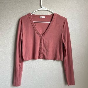 Cotton on pink crop button up top cardigan